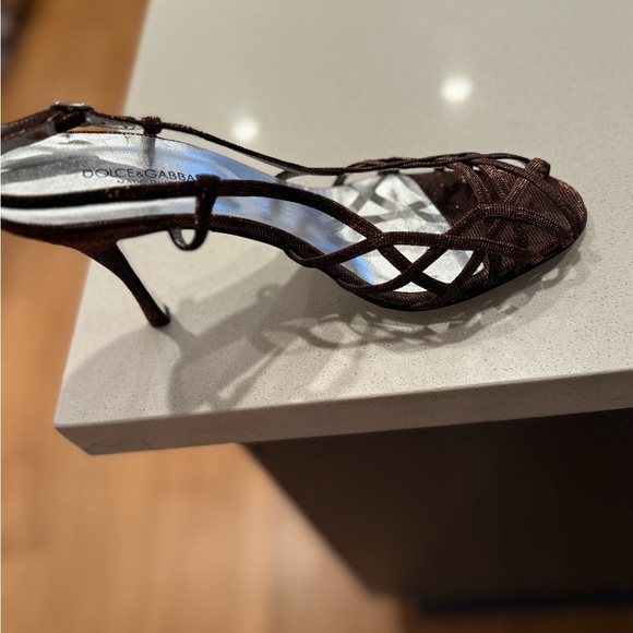 Chic Bronze Good Condition Dolce & Gabbana slingback heels - Picture 1 of 3